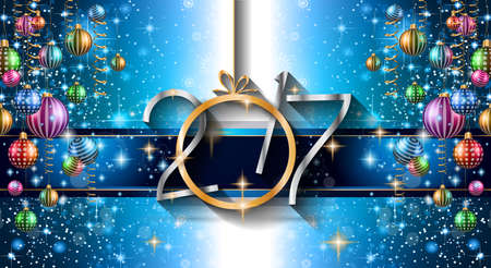 2017 Happy New Year Background for your Seasonal Flyers and Greetings Card or Christmas themed invitations.のイラスト素材