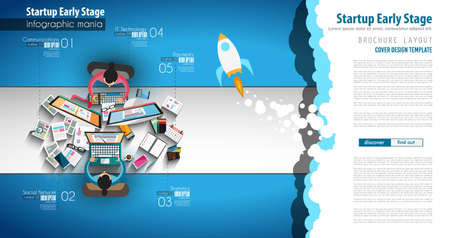 Startup Landing Webpage or Corporate Design Covers to use for web promotons, printed related materials or company presentation. Space for text.のイラスト素材