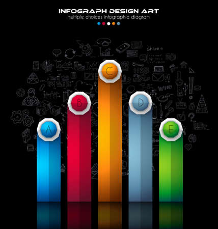 Infograph Brochure template with a lot of choices and a lot of infographic design elements and mockups. Teamwork ideas, branstorming sessions and generic business plan presentationsl.のイラスト素材