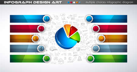 Infograph Brochure template with a lot of choices and a lot of infographic design elements and mockups. Teamwork ideas, branstorming sessions and generic business plan presentationsl.のイラスト素材