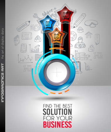 Infograph template with multiple choices and a lot of infographic design elements and mockups. Ranking elements to display product comparison, business plans and so on.のイラスト素材