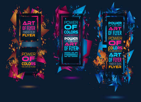 Futuristic Frame Art Design with Abstract shapes and drops of colors behind the space for text. Modern Artistic flyer or party thai background.のイラスト素材