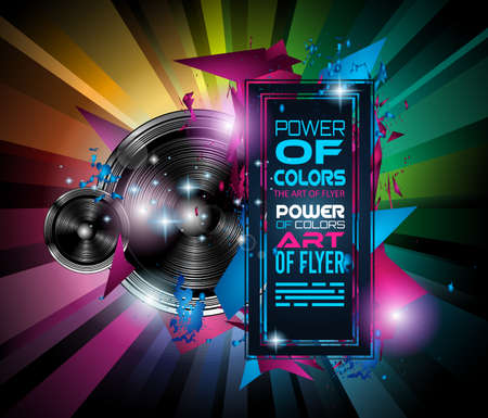 Disco Dance Art Design Poster with Abstract shapes and drops of colors behind the space for text. Modern Artistic flyer or party thai background.のイラスト素材