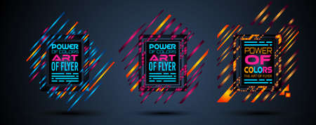 Futuristic Frame Art Design with Abstract shapes and drops of colors behind the space for text. Modern Artistic flyer or party thai background.のイラスト素材