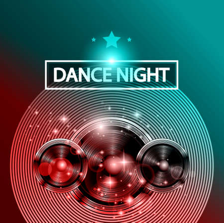 Disco Dance Art Design Poster with Abstract shapes and drops of colors behind the space for text. Modern Artistic flyer or party thai background.のイラスト素材