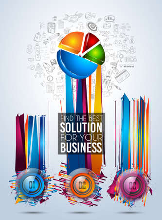 Modern Infographic Brochure template for product ranking, business presentation flyers and solutions classification. With abstract background elements and glossy icon numbers.のイラスト素材