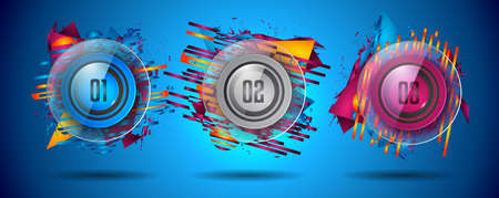 Modern Infographic Brochure template for product ranking, business presentation flyesr and solutions classification. With abstract background elements and glossy icon numbers.のイラスト素材