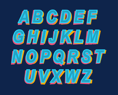 Colorful Alphabet font with 3 different colors for each letter