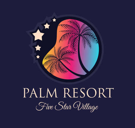 Creative Palm Resort Logodesign for tropical Village brand identity, company profile or corporate logos with clean elegant and modern style.のイラスト素材