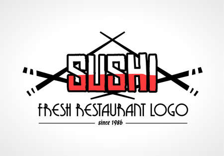 Sushi Restaurant flat style logo design for food company brand design or flyersのイラスト素材