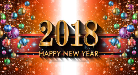 2018 Happy New Year Background for your Seasonal Flyers and Greetings Card or Christmas themed invitationsのイラスト素材