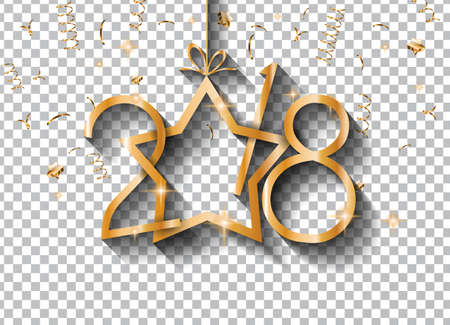 2018 Happy New Year design for your Seasonal Flyers and Greetings Card or Christmas themed invitations ready to use on whatever background.のイラスト素材