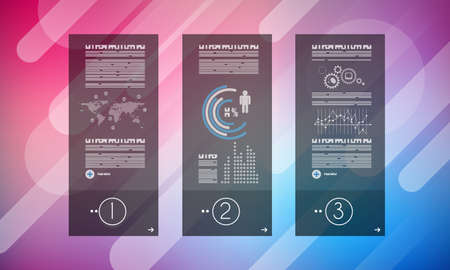Abstract Geometric colorful background with high saturated gradients and different geometrical shape with frame template. Cover or Flyer layout with free space for text.のイラスト素材