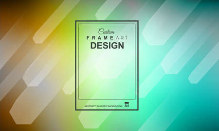 Abstract Geometric colorful background with high saturated gradients and different geometrical shape with frame template. Cover or Flyer layout with free space for text.のイラスト素材