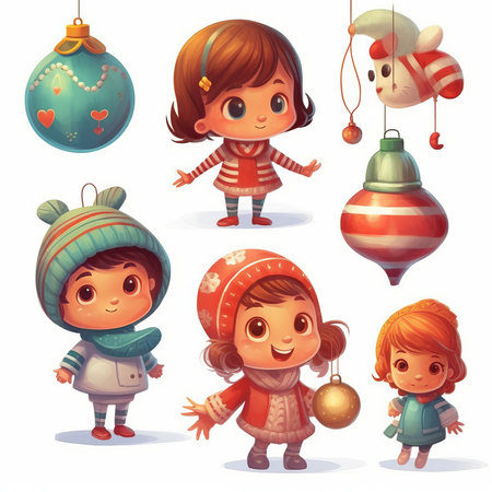 Christmas Themed Character Graphics Element created with Generative AIの素材