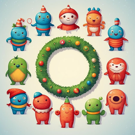Christmas Themed Character Graphics Element created with Generative AIの素材