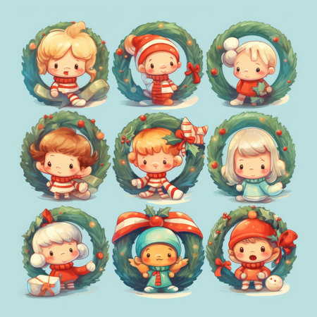 Christmas Themed Character Graphics Element created with Generative AIの素材