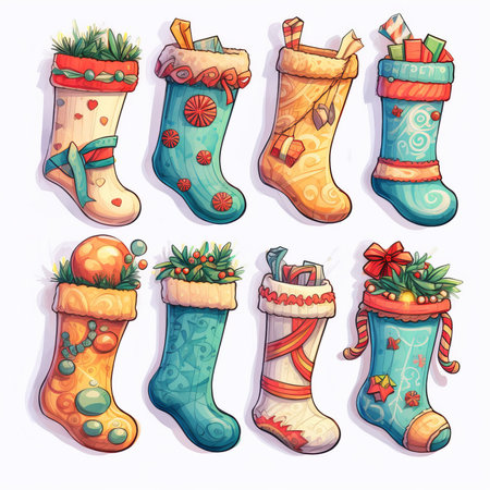 Christmas Themed Character Graphics Element created with Generative AIの素材