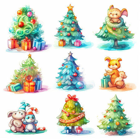 Christmas Themed Character Graphics Element created with Generative AIの素材