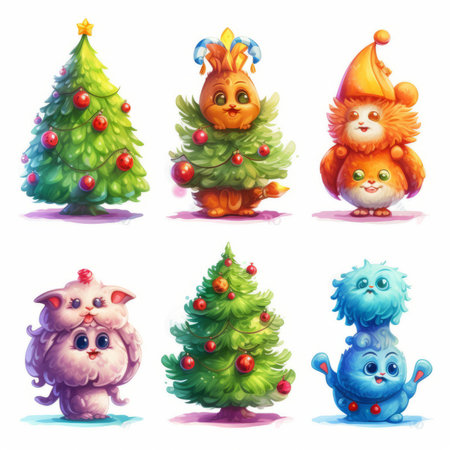 Christmas Themed Character Graphics Element created with Generative AIの素材