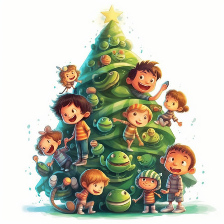 Christmas Themed Character Graphics Element created with Generative AIの素材