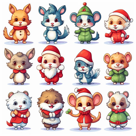 Christmas Themed Character Graphics Element created with Generative AIの素材