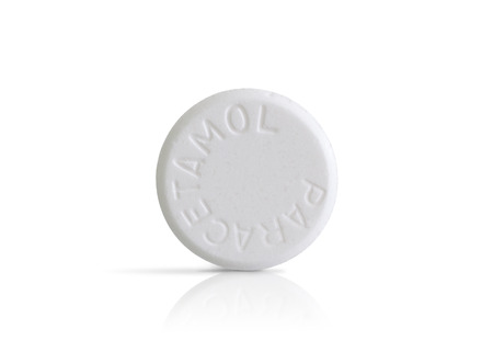 Isolated Paracetamol pill on a white backgroundのeditorial素材