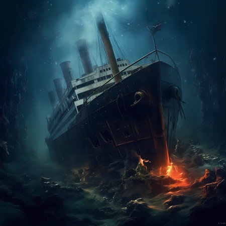 Shipwreck, Titanic shipwreck, AI generatedの素材