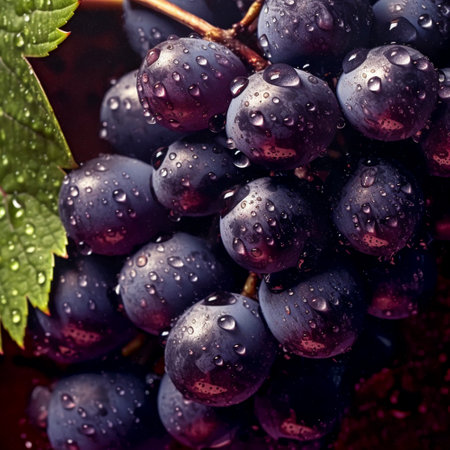 ripe grapes hanging from a vine , AI generatedの素材