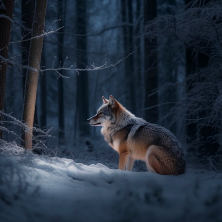 Wolf (Canis lupus) is the largest carnivore of the canine family (Canidae), in natural environment, AI generatedの素材