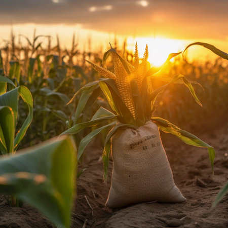 old sack of corn, in natural and rustic environment, AI generatedの素材