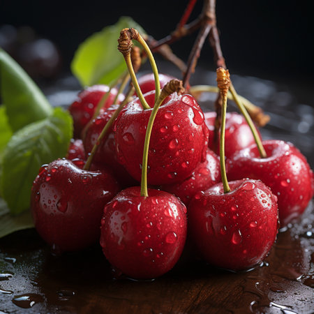 fresh ripe cherries, ai generatedの素材