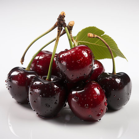 fresh ripe cherries, ai generatedの素材