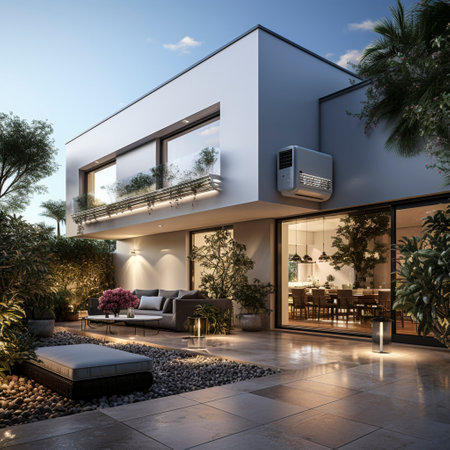 modern high-quality multi-family apartments in a modern architectural style, AI generatedの素材