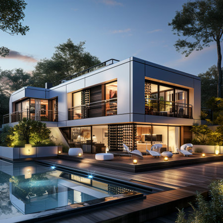 modern high-quality multi-family apartments in a modern architectural style, AI generatedの素材