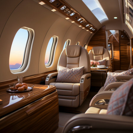 private flying by rich people and business people in their own planes for vacation and luxury and business, ai generatedの素材