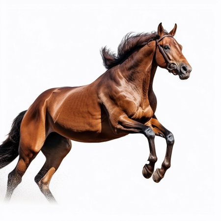 brown horse (Equidae), against white background, AI generatedの素材