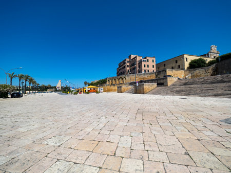 Promenade at the Harbour, Brindisi, Apulia, Italy June 2019の写真素材