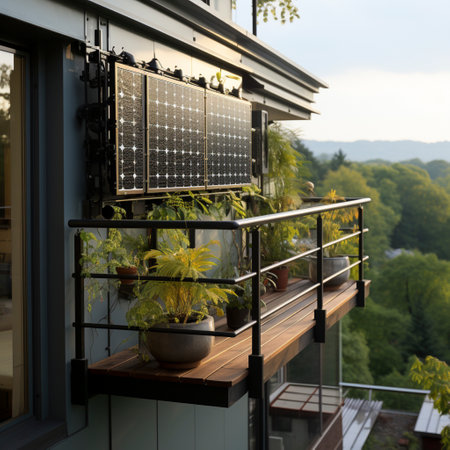 Solar system, solar power plant Solar panels on a balcony Balcony power plant, ai generatedの素材