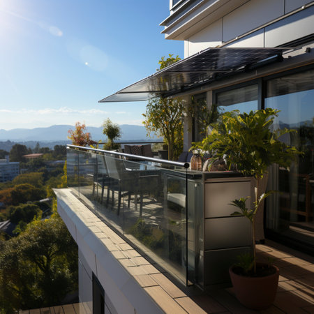 Solar system, solar power plant Solar panels on a balcony Balcony power plant, ai generatedの素材