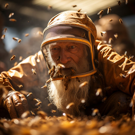Beekeeper works with honey bees, AI generatedの素材
