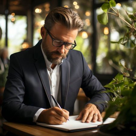 Businessman signs a contract, ai generatedの素材