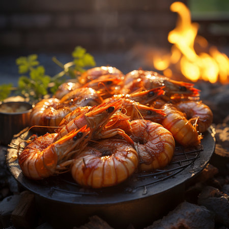 Seafood platter with lobster and shrimp, AI generatedの素材