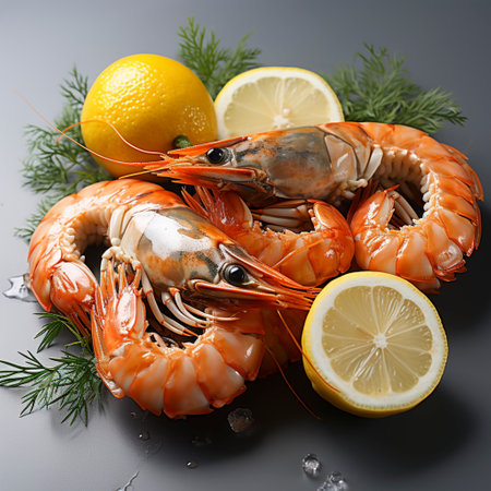 Seafood platter with lobster and shrimp, AI generatedの素材