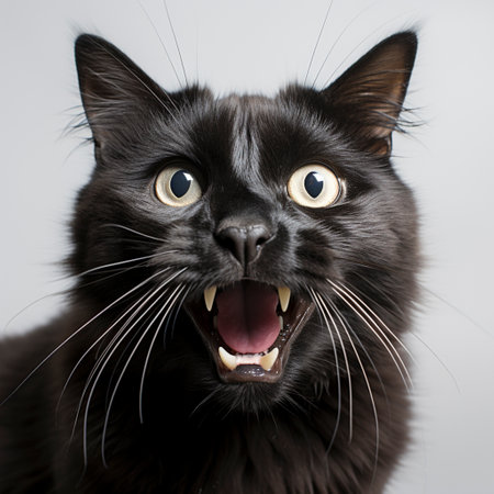 Domestic shows her the teeth and is angry and looks at the camera, ai generatedの素材