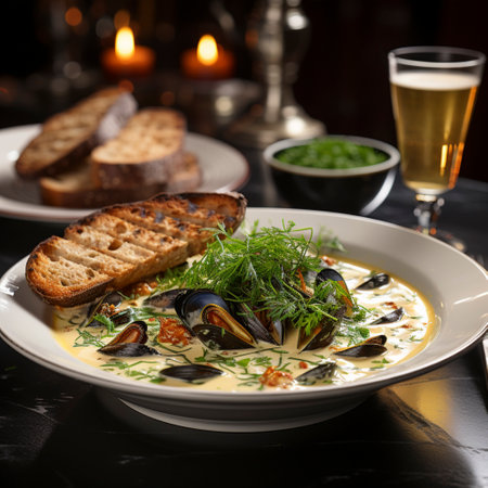 fresh clam chowder, AI generatedの素材