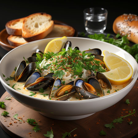 fresh clam chowder, AI generatedの素材