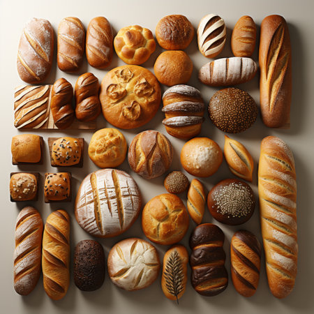 Different types of bread, AI generatedの素材