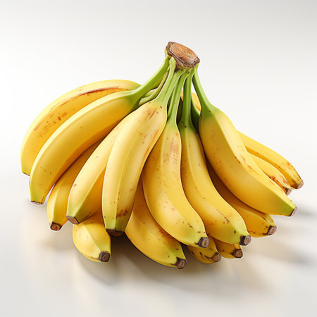 fresh bananas white background, AI generatedの素材