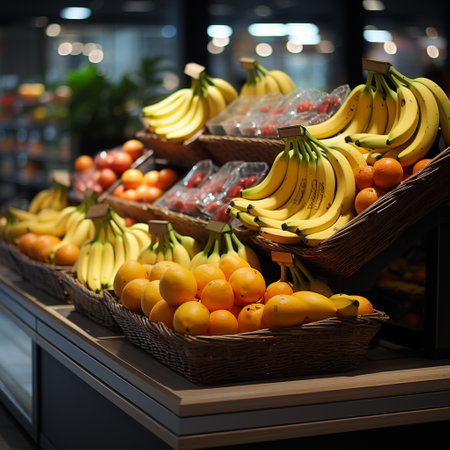 fresh bananas in a supermarket, AI generatedの素材